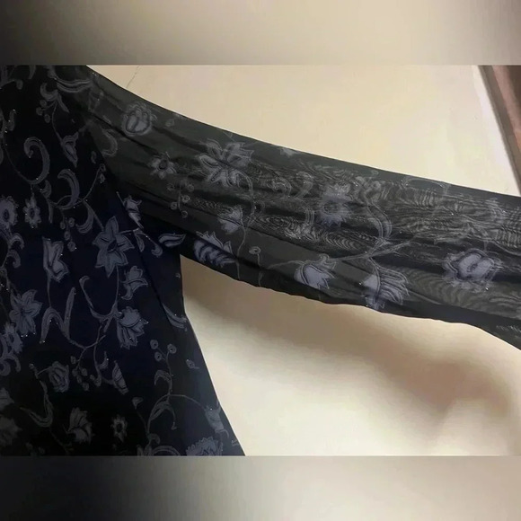 NEW with tags Liz Claiborne Long Sleeve Navy Blue Floral Dress Women’s Size 16 - Picture 4 of 11